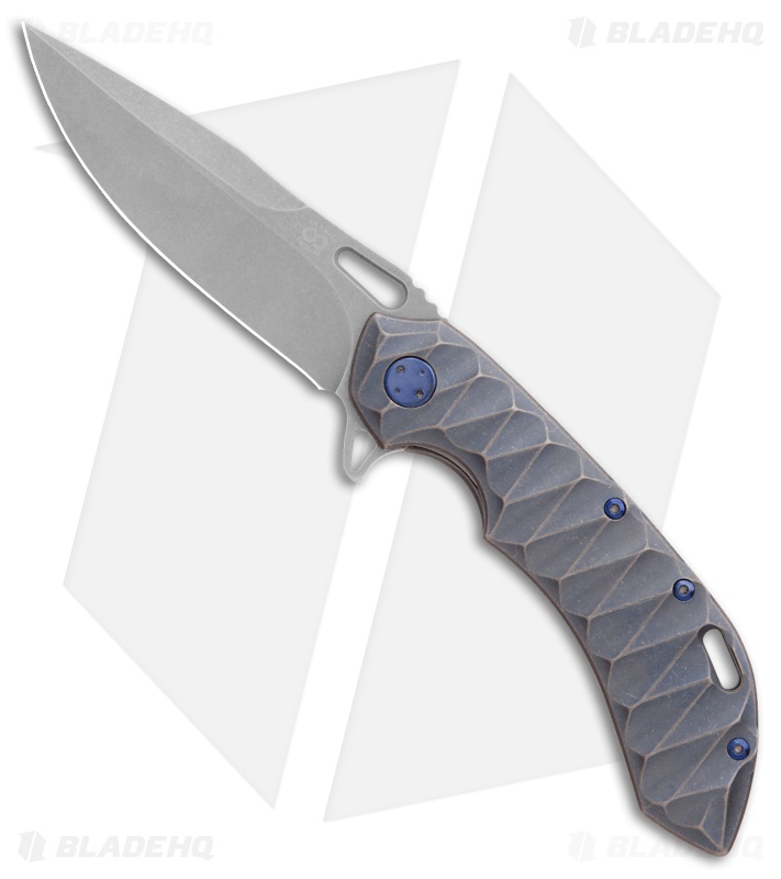 Olamic Wayfarer 247 Frame Lock Knife Bluewash Scallop Ti (3.5" Stonewash) 