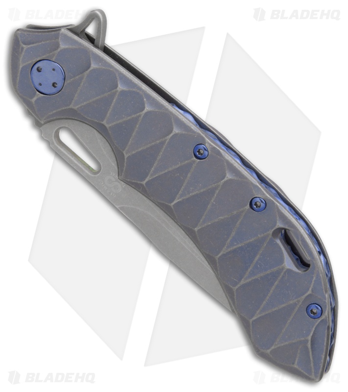 Olamic Wayfarer 247 Frame Lock Knife Bluewash Scallop Ti (3.5" Stonewash) 