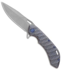 Olamic Wayfarer 247 Frame Lock Knife Bluewash Scallop Ti (3.5" Stonewash) 