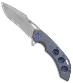 Olamic Wayfarer 247 Harpoon  Knife Blue Kinetic Sky Ti 3-Hole (3.5" SW)