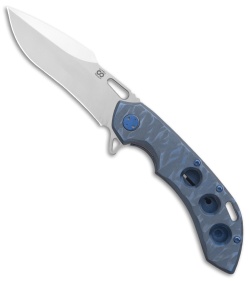 Olamic Wayfarer 247 Harpoon Frame Lock Knife Blue Seabed Ti 3-Hole (3.5" Satin)