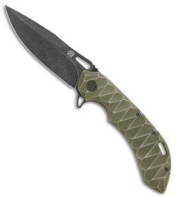 Olamic Wayfarer 247 Frame Lock Knife Military Green Scallop Ti  (3.5" Black SW) 