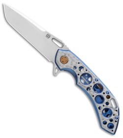 Olamic Wayfarer 247 Tanto Frame Lock Knife Jeweled Ti Acid Rain (3.5" Satin) 