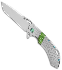 Olamic Wayfarer 247 Tanto Jeweled Ti w/ Green Coral Inlay (3.5" Satin) 