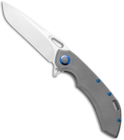 Olamic Wayfarer 247 Drop Point Knife Blasted Ti / Blue Hardware (3.5" Satin)