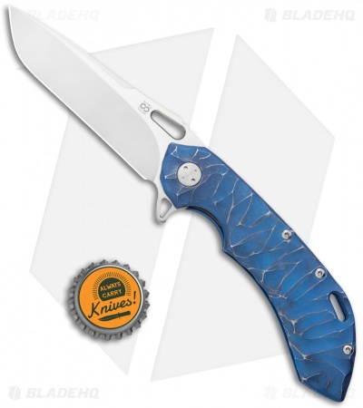 Olamic Wayfarer 247 Drop Point Frame Lock Knife Blue Seabed Ti (3.5" Satin)