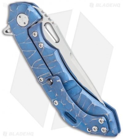 Olamic Wayfarer 247 Drop Point Frame Lock Knife Blue Seabed Ti (3.5" Satin)