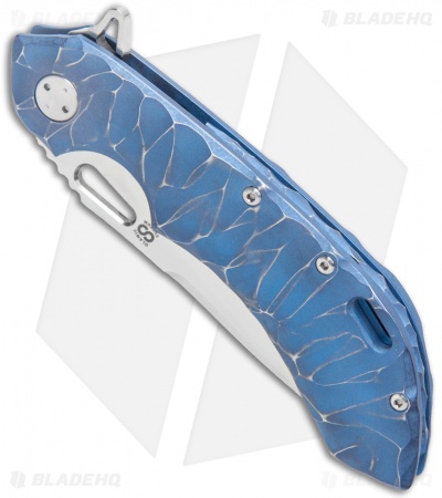 Olamic Wayfarer 247 Drop Point Frame Lock Knife Blue Seabed Ti (3.5" Satin)