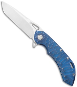 Olamic Wayfarer 247 Drop Point Frame Lock Knife Blue Seabed Ti (3.5" Satin)