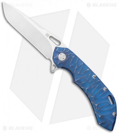 Olamic Wayfarer 247 Drop Point Frame Lock Knife Blue Seabed Ti (3.5" Satin)