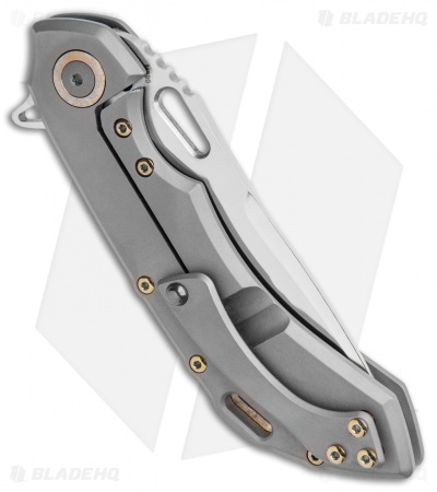 Olamic Wayfarer 247 Frame Lock Knife Dark Blast Ti/3 Hole Tanto (3.5") 