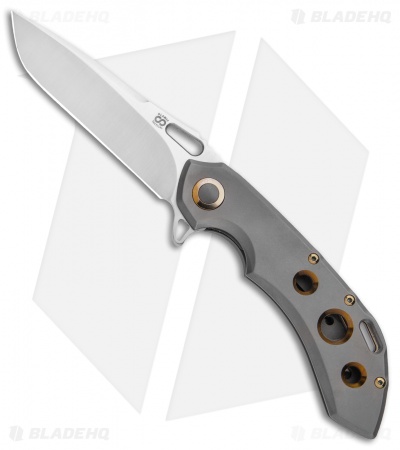 Olamic Wayfarer 247 Frame Lock Knife Dark Blast Ti/3 Hole Tanto (3.5") 