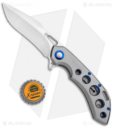 Olamic Wayfarer 247 Frame Lock Knife Light Blast Ti/5 Hole Harpoon (3.5") 