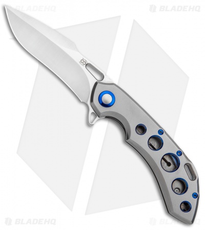 Olamic Wayfarer 247 Frame Lock Knife Light Blast Ti/5 Hole Harpoon (3.5") 