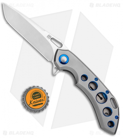 Olamic Wayfarer 247 Frame Lock Knife Light Blast Ti/5 Hole Tanto (3.5") 