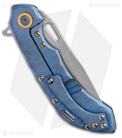 Olamic Wayfarer 247 Frame Lock Knife Blue Rock Ti/5 Hole Spear Point (3.5") 