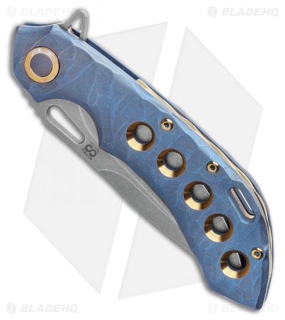 Olamic Wayfarer 247 Frame Lock Knife Blue Rock Ti/5 Hole Spear Point (3.5") 