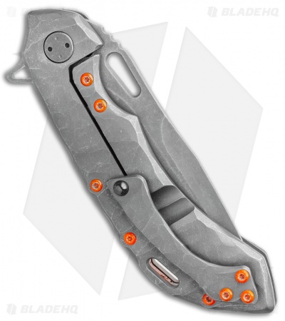 Olamic Wayfarer 247 Frame Lock Knife Orange/Rock Ti Spear Point (3.5" ASW) 