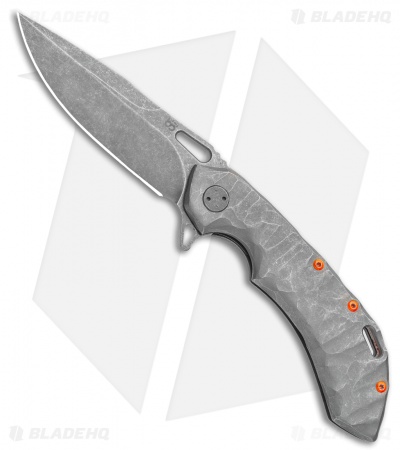 Olamic Wayfarer 247 Frame Lock Knife Orange/Rock Ti Spear Point (3.5" ASW) 