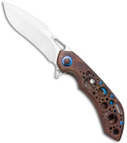 Olamic Wayfarer 247 Harpoon Frame Lock Knife Antique Ti Acid Rain (3.5" Satin) 