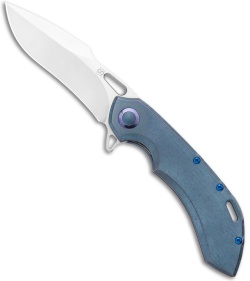 Olamic Wayfarer 247 Harpoon Frame Lock Knife Slate Gray Texwash Ti (3.5" Satin) 