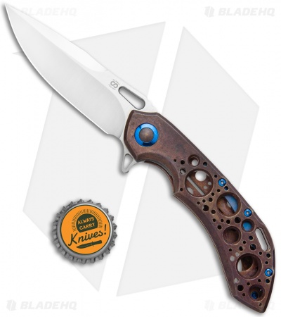 Olamic Wayfarer 247 Spear Point Frame Lock Knife Antique Ti Acid Rain (Satin)