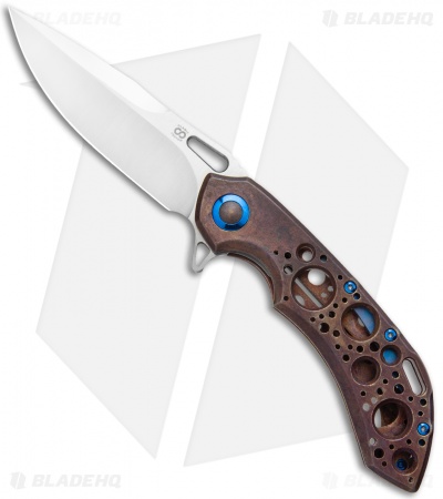 Olamic Wayfarer 247 Spear Point Frame Lock Knife Antique Ti Acid Rain (Satin)