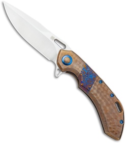 Olamic Wayfarer 247 Spear Point Frame Lock Knife Bronze Ti/Timascus (3.5" Satin)