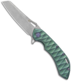 Olamic Wayfarer 247 Sheepsfoot Frame Lock Knife Green Scalloped Ti (3.5" SW)