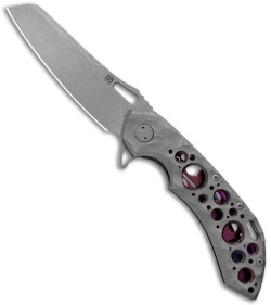 Olamic Wayfarer 247 Sheepsfoot Frame Lock Knife Purple Rim Rock Ti (3.5" SW)