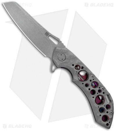 Olamic Wayfarer 247 Sheepsfoot Frame Lock Knife Purple Rim Rock Ti (3.5" SW)