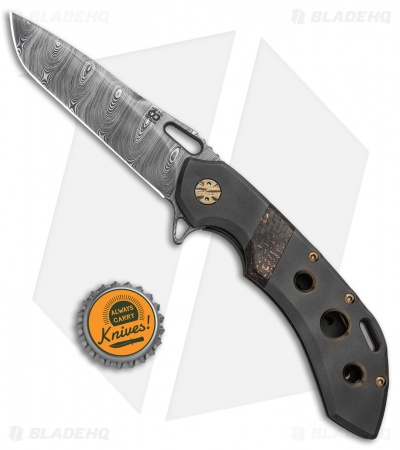 Olamic Wayfarer 247 Tanto Knife Blasted w/ Copper CF Inlay (3.5" Damasteel)