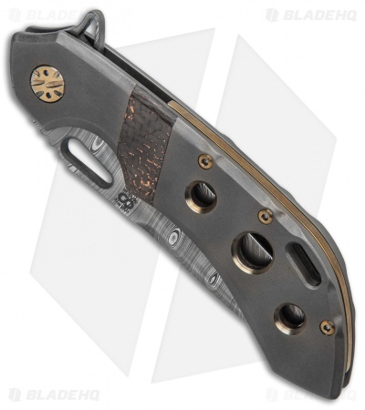 Olamic Wayfarer 247 Tanto Knife Blasted w/ Copper CF Inlay (3.5" Damasteel)