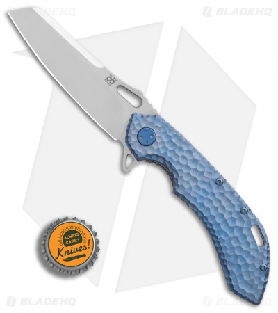 Olamic Cutlery Wayfarer 247 Sheepscliffe Knife Blue Craters Ti (3.5" Satin) 