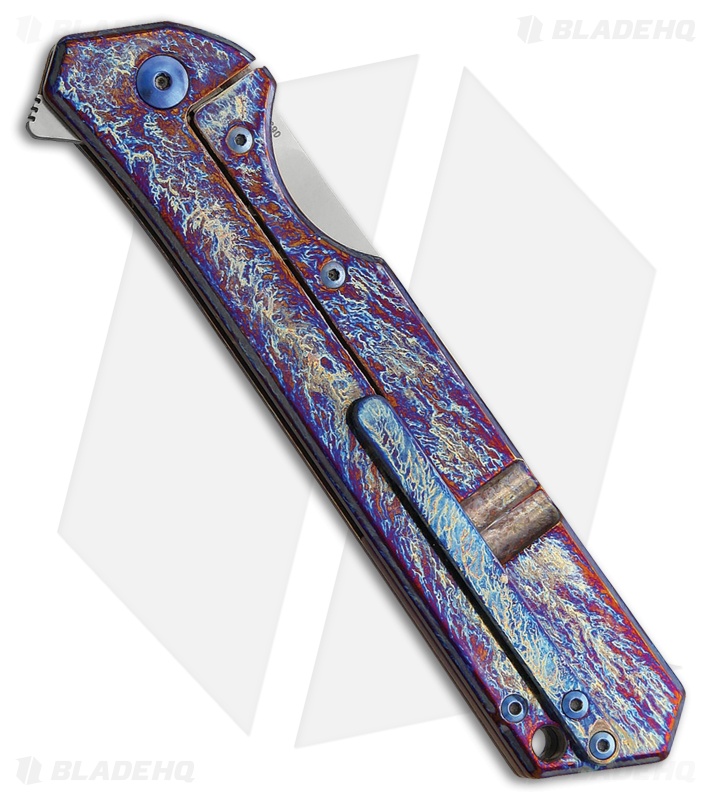 Olamic Cutlery Rainmaker Frame Lock Knife Entropic Ti/Blue HW (4.25" Satin)