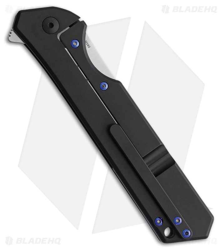 Olamic Cutlery Rainmaker Harpoon Knife Black/Blue Holes Ti (4.25" Satin)