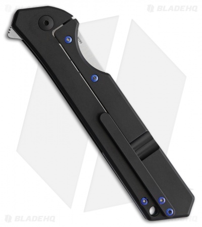 Olamic Cutlery Rainmaker Harpoon Knife Black/Blue Holes Ti (4.25" Satin)
