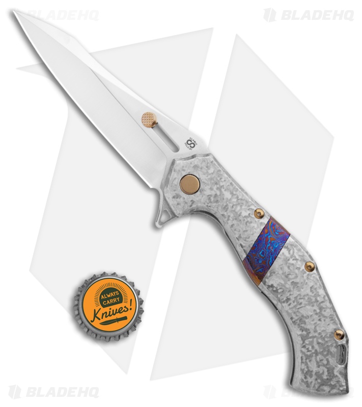 Olamic Cutlery Soloist Agent Frame Lock Knife Frosty/Timascus Clip (4.3" Satin)