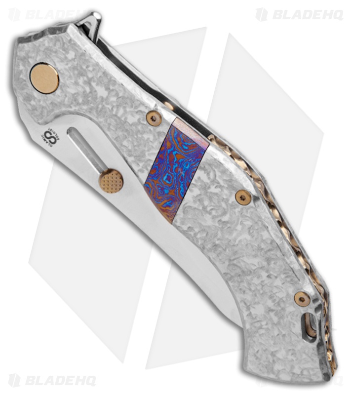 Olamic Cutlery Soloist Agent Frame Lock Knife Frosty/Timascus Clip (4.3" Satin)