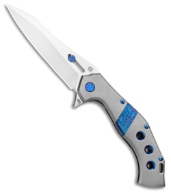 Olamic Cutlery Soloist Agent Frame Lock Knife Ti/Fancy Blue Inlay (4.3" Satin)