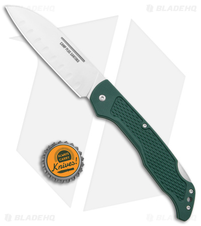 Ontario Camp Plus Santoku Folder Knife Green GFN (4.25" Satin) 4305