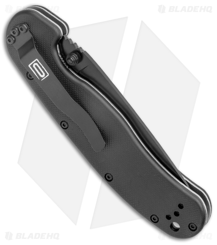 Ontario RAT Model 1 Liner Lock Knife Black (3.625" Black Serr) 8847BS