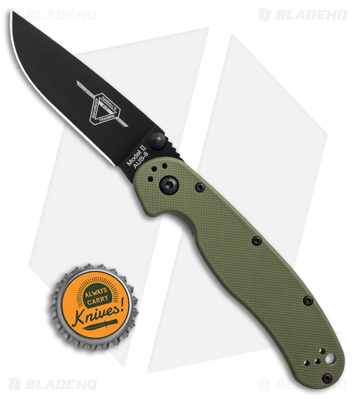 Ontario RAT Model 2 Liner Lock Knife Green Black - Blade HQ