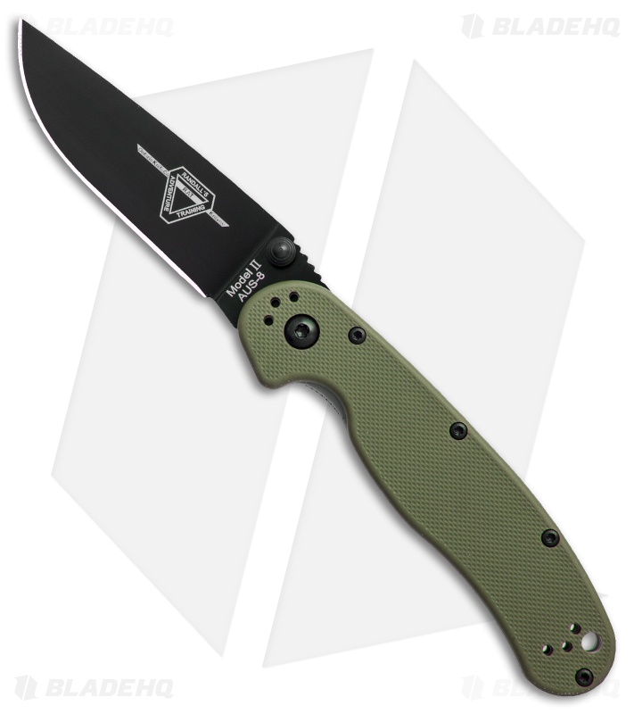 Ontario RAT Model 2 Liner Lock Knife OD Green Nylon (3" Black AUS-8) 8861OD