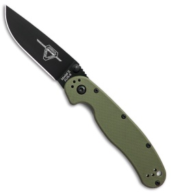 Ontario RAT Model 2 Liner Lock Knife OD Green Nylon (3" Black AUS-8) 8861OD