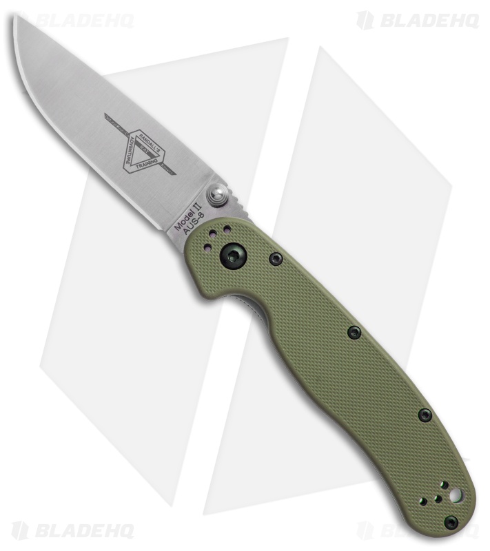 Ontario RAT Model 2 Liner Lock Knife OD Green Nylon (3" Satin AUS-8) 8860OD
