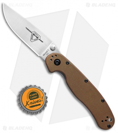 Ontario RAT Model 2 Liner Lock Knife Coyote Brown Nylon (3" Satin D2) 8828CB
