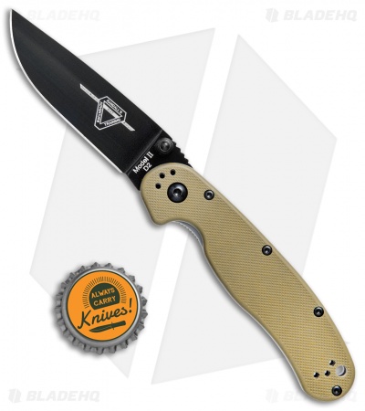 Ontario RAT Model 2 Liner Lock Knife Desert Tan Nylon (3" Black D2) 8830DT