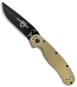 Ontario RAT Model 2 Liner Lock Knife Desert Tan Nylon (3" Black D2) 8830DT