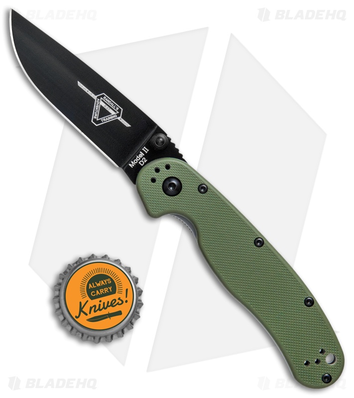 Ontario RAT Model 2 Liner Lock Knife OD Green Nylon (3